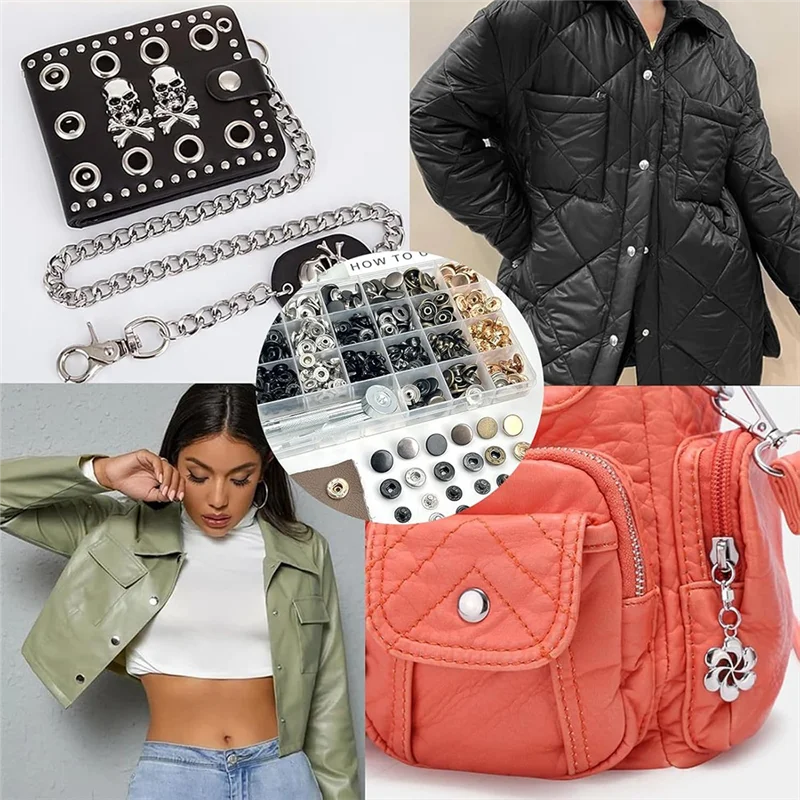 

【New-Sale】Craft Snaps 120 Sets Metal Snap Buttons, 15Mm Leather Snap Fastener Kit With 5 Piece Fixing Tools(6 Colors)