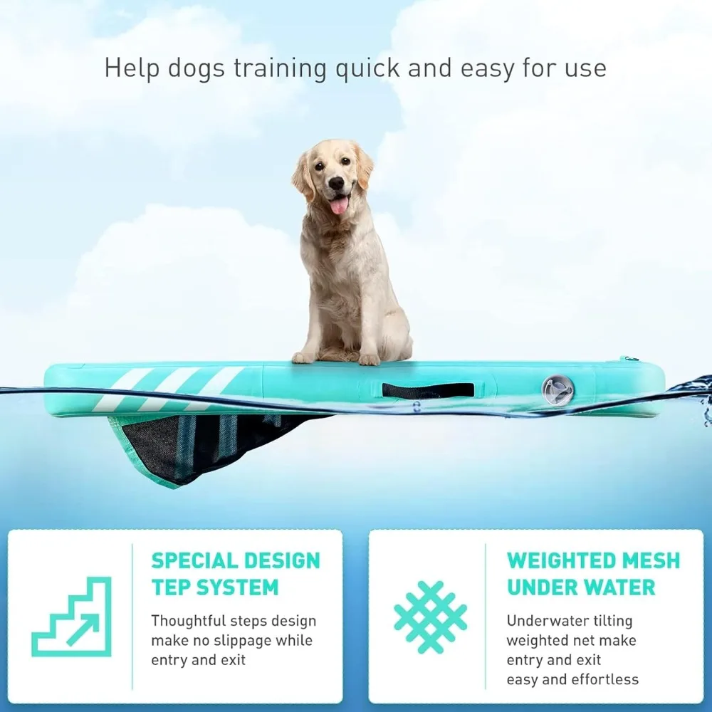 Inflatable Large Dog Water Ramp Float Floating Ramp-Swimming Pets Up to 200 Pounds Large Dogs-Inflatable Stairs for Boats