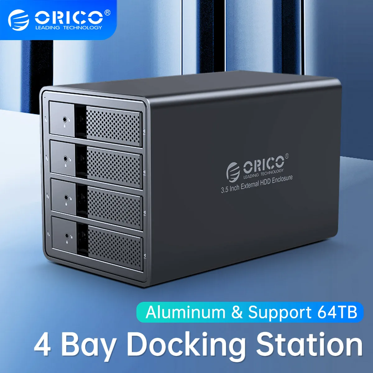 ORICO 95 Series 4 Bay 3.5'' SATA to USB 3.0 HDD Docking Station Aluminum HDD Case For 64TB With 150W/72W Internal Power Adapter