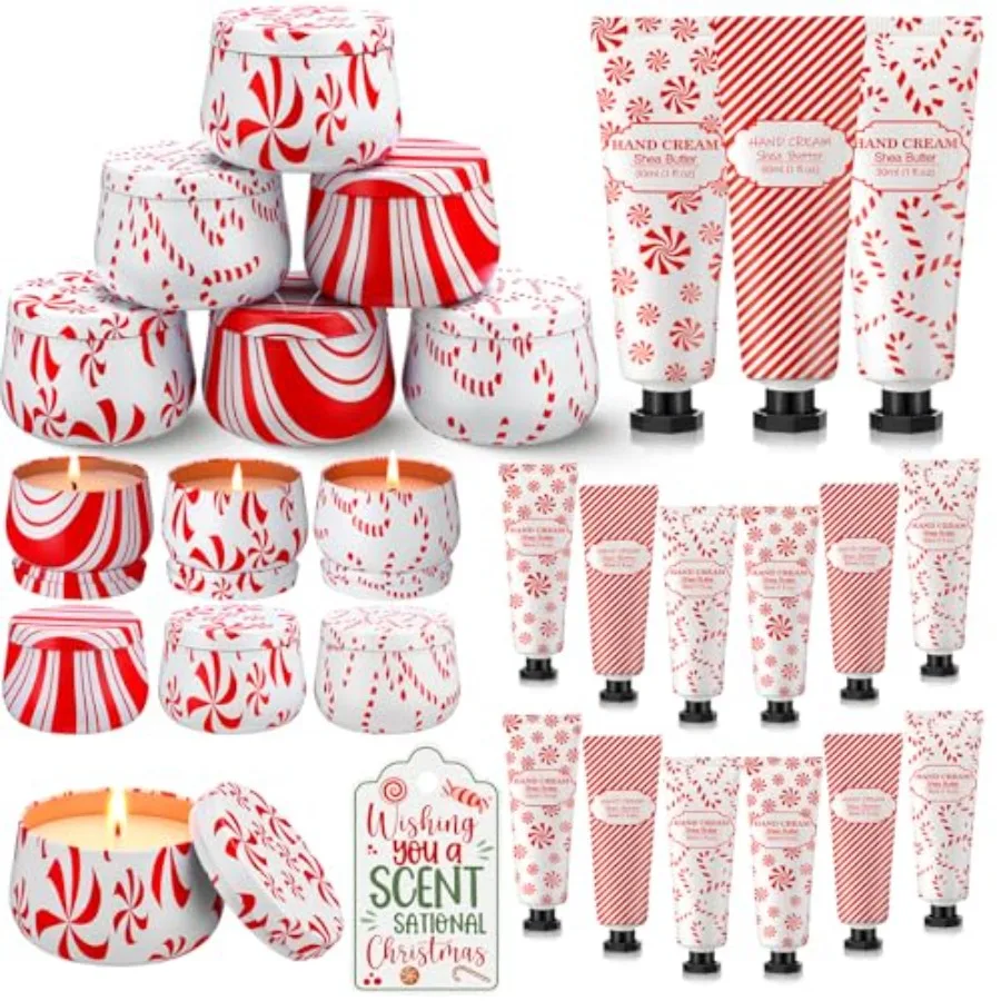 Set/ 48 Piezas de Regalo Navideño con Aroma a Caramelo, Crema de Manos y Loción con Aroma a Menta de 5oz, para Mujer, Regalo de Navidad