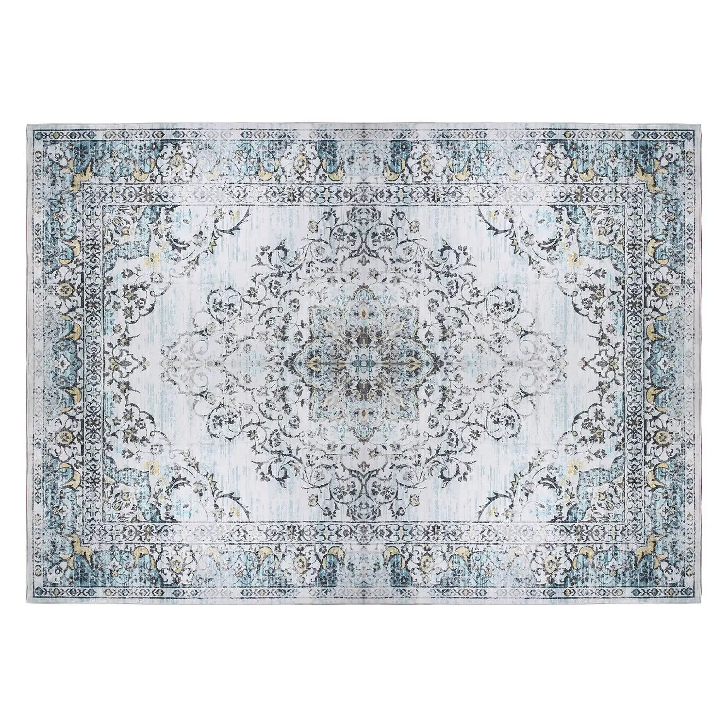 For Vintage Area Rug Modern Non Slip Carpet Boho Low Pile Soft Rug Waterproof Machine Washable Rug for Living Room Bedroom Kitch