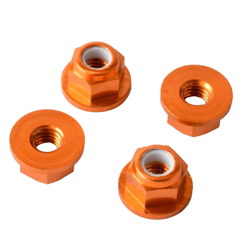 RC 1747 Aluminum Flanged Nuts 4mm Nylon Locking 4P For Traxxas 1/16 Short Truck