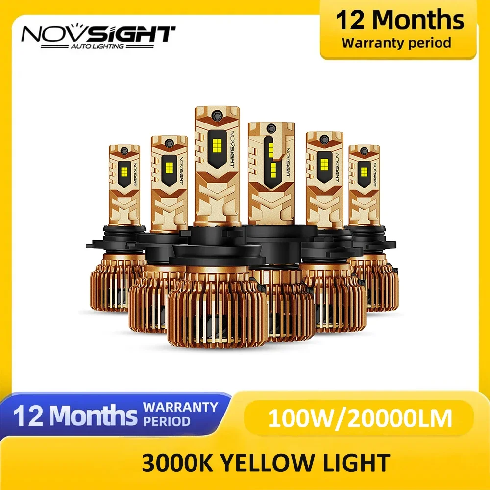 

NOVSIGHT H11 LED Headlight For Car H4 LED H11 3000K 100W 100000LM 9-32V LED Auto Headlamp Light Bulbs