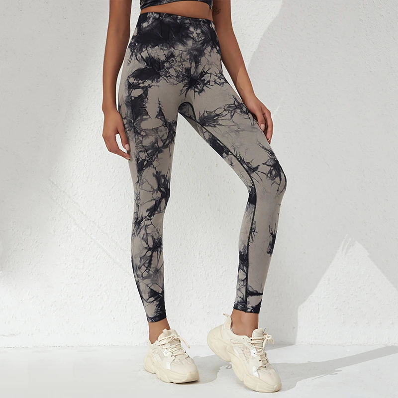 NORMOV-pantalones de Yoga Tie Dye para mujer, Leggings deportivos de cintura alta con estampado sin costuras, mallas Push Up de entrenamiento