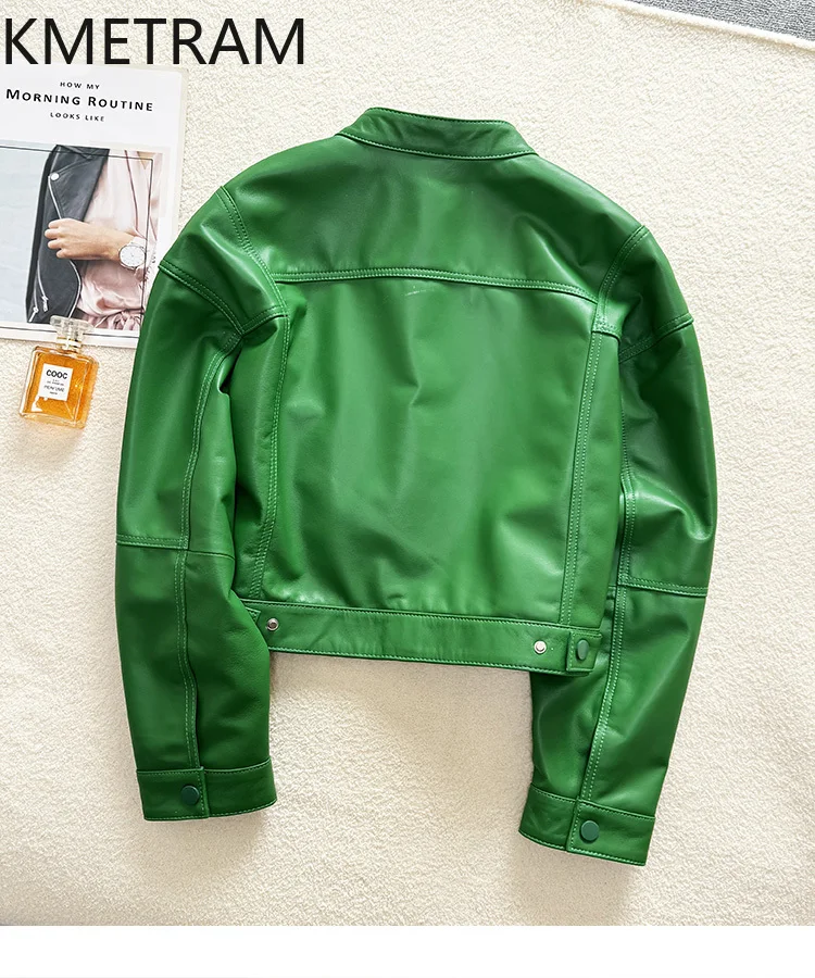 100% strato superiore giacche di pelle di pecora donna colletto alla coreana giacca corta in vera pelle 2025 nuovo in capispalla autunno abbigliamento donna onderات