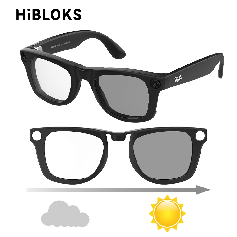 مشابك HiBloks المتغيرة الألوان لـ Ray-Ban Meta Wayfarer RW4006/RW4012 Gen 1 & 2 مقاس M 50-22 نظارات شمسية مستقطبة