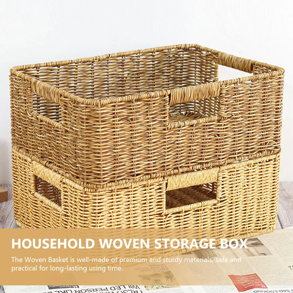 

Woven Storage Basket Large Capacity Sturdy Organizer for Home Kitchen Bathroom Clothes Sundries Desktop Container Household
