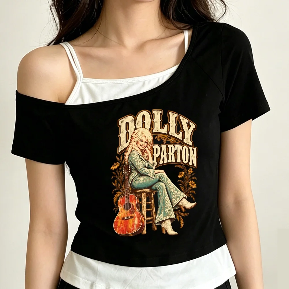 Dolly Parton crop top shoujo emo y2k goth streetwear tshirt dollette scene  streetwear y2k