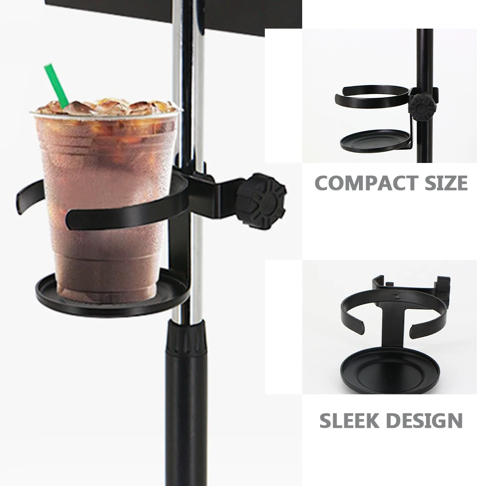 

Cup Holder for Mic Stand Music Sheet Rack Black Quick Release Water Bottle Clamp Drink Shelf Tumbler Cradle Multi Function