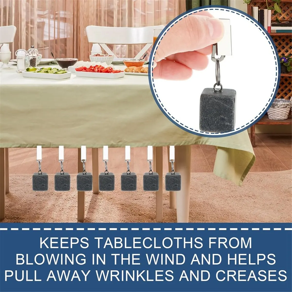 BHBL 16PCS Tablecloth Weights with Metal Clip, Cube Table Covers Pendant Stones, Marble Table Cloth Weights for Decoration