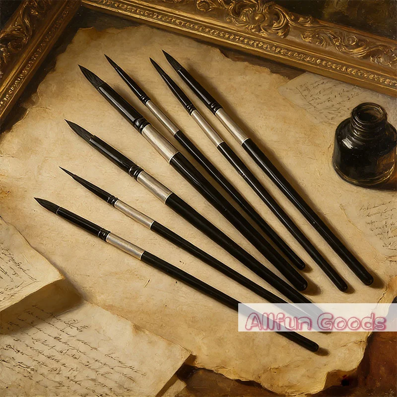 [TG835]7Pcs Squirrel Hair Brush Set Round Pointed Tips No Shed Gouache Watercolor Brushes For Beginner Artist Painting Kit