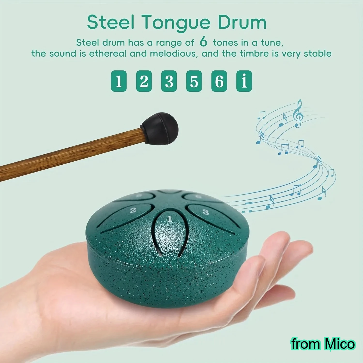 3 Inch Steel Tongue Drum – 6-Tone Calming Desktop Decor, Soothing Sound for Meditation, Yoga & Stress Relief