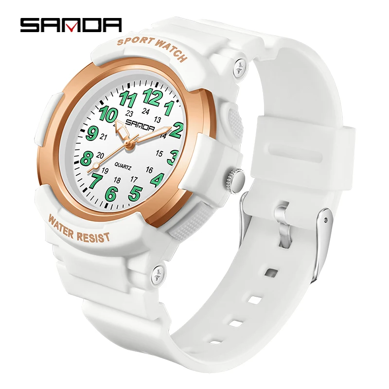 SANDA 6308 New Fashion Quartz Watches Students Outdoor Sports Luminous Waterproof Shockproof Casual Children's Watch reloj niño