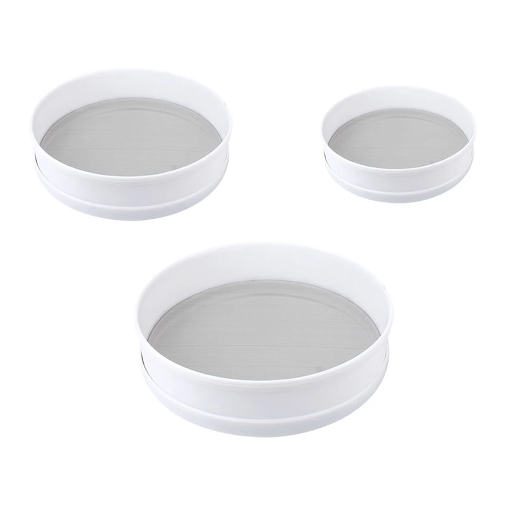 

3 Pcs Fine Mesh Flour Sieve Baking Sifter White Cooking Tool Powder Sugar Net Kitchen Utensil Rice Wheat Filter