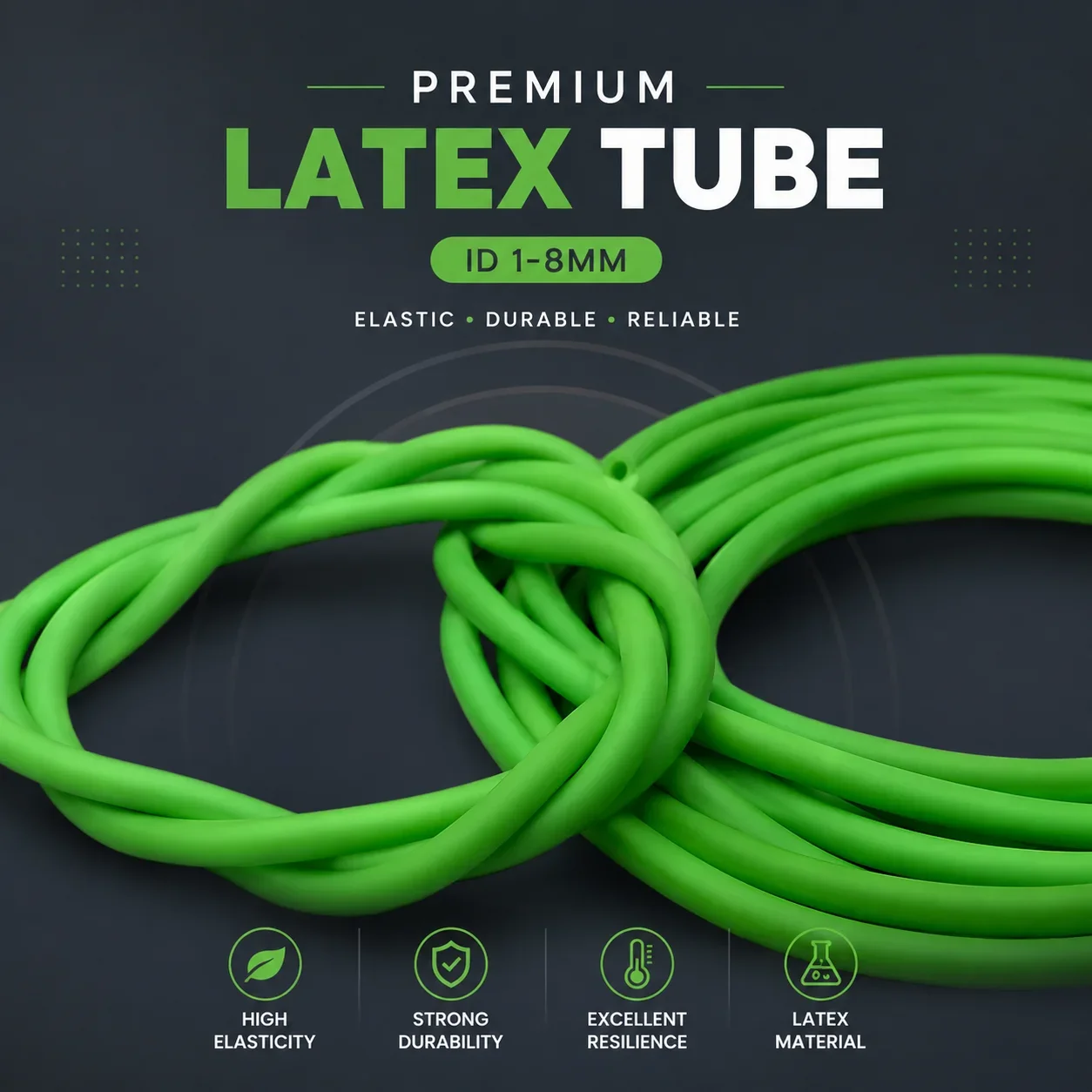 1/2/3/5M Fruit Green High Elasticity Natural Latex Hose, ID1-8mm, Suitable for Slingshot Fitness DIY Industrial Latex Hose.