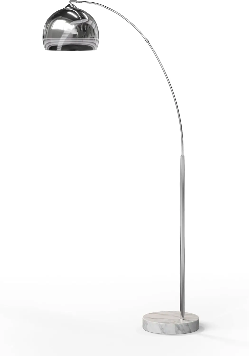 

68.1" Arc Floor Lamp with Faux Marble Base and Chrome Shade for Living Room, Office, Bedroom