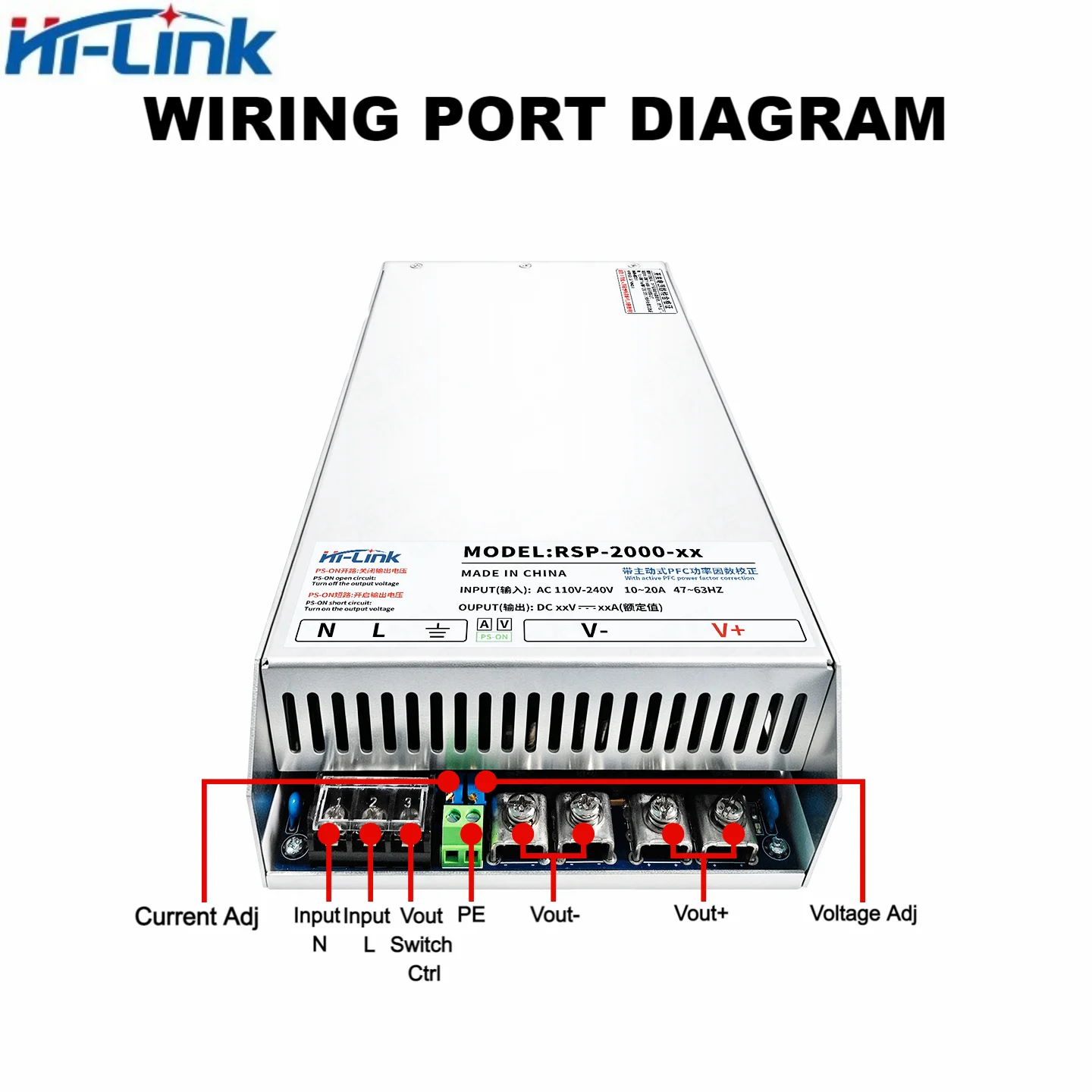 Hi-link RSP-2000 series RSP-2000-24 RSP-2000-36 RSP-2000-48  2000W 24V/36V/48V with Active PFC Single Output Industrial Grade