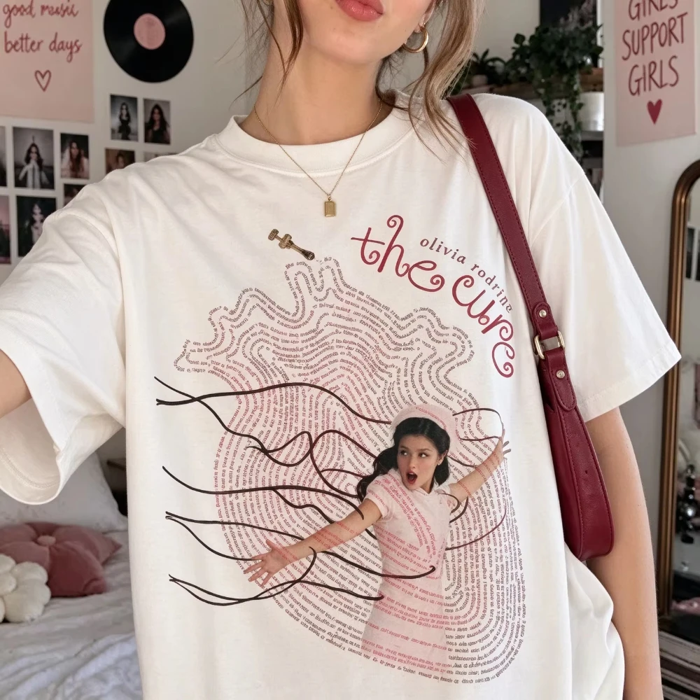 2026 Olivia Rodrigo The Cure Graphic T Shirt Pop Singer Front Back Short Sleeve Crew Neck Cotton Tee Family Y2K Unisex Top
