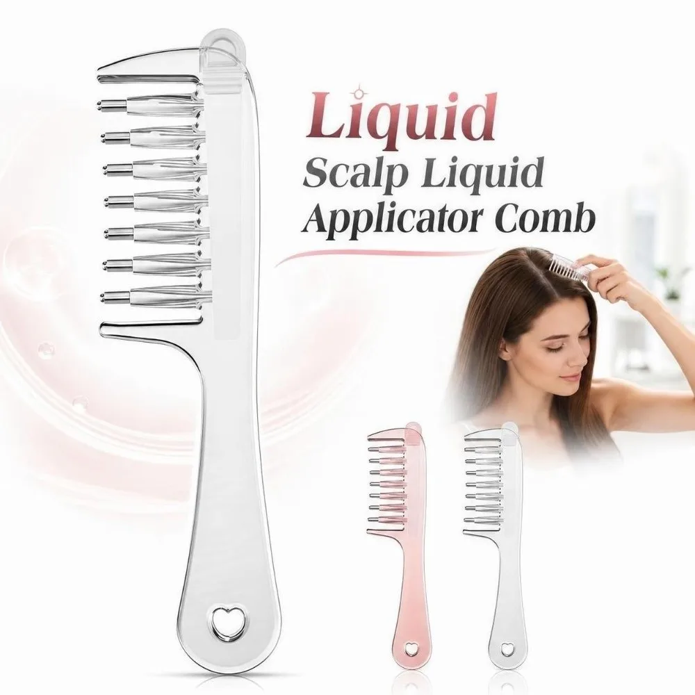 7-Tooth Scalp Liquid Applicator Comb Transparent Precise Liquid Guiding Scalp Massager Comb Ball Bearings Root Treatment Comb