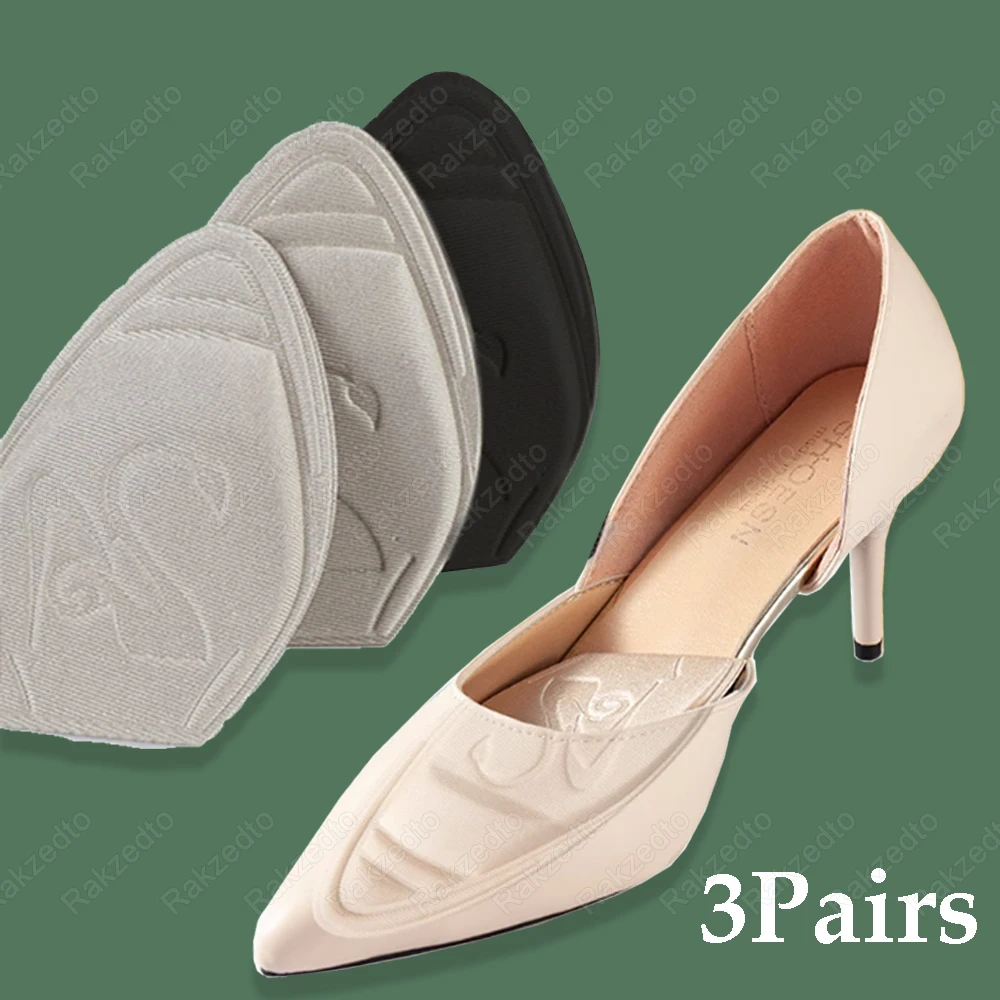 3Pairs Forefoot Pads Woman Sneaker or High Heels Insert Anti-Slip Half Insoles for Shoes Pain Relief Insole Reduce Size Shoe Pad