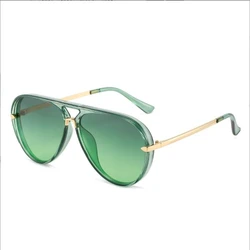 Unisex big face sunglasses summer sun protection dust light green luxury glasses metal sunshade mirror