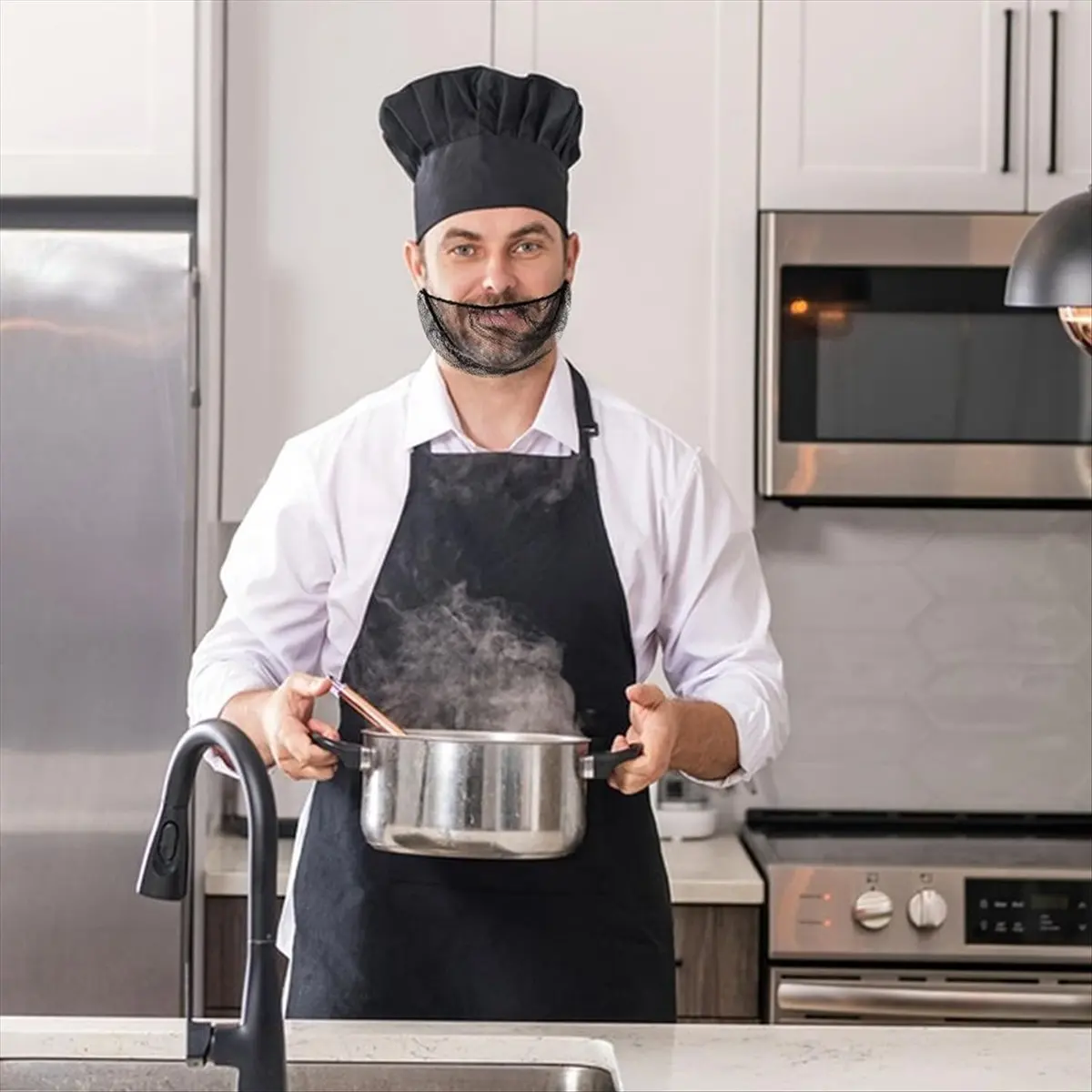 【ABFS】100 Pcs Beard Nets Food Service Beard Covers Beard Guards Comfortable Protective Beard Covers Beard Mask for Men
