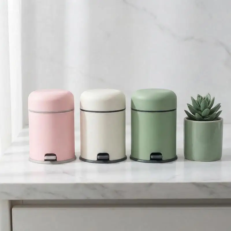112 Miniature Trash Can Dollhouse Foot Operated Garbage Bin Realistic Look Kitchen Bedroom Desktop Model