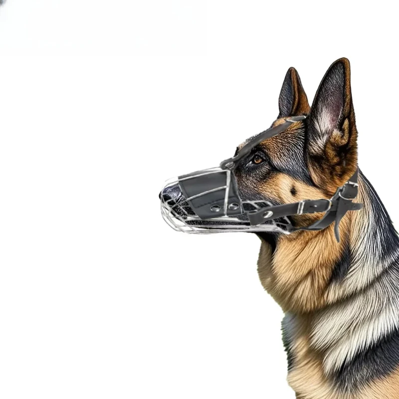 

Stainless Steel Impact Resistant Dog Muzzle Anti-rust Cowhide Metal Training Muzzle German Shepherd Horse Cowhide