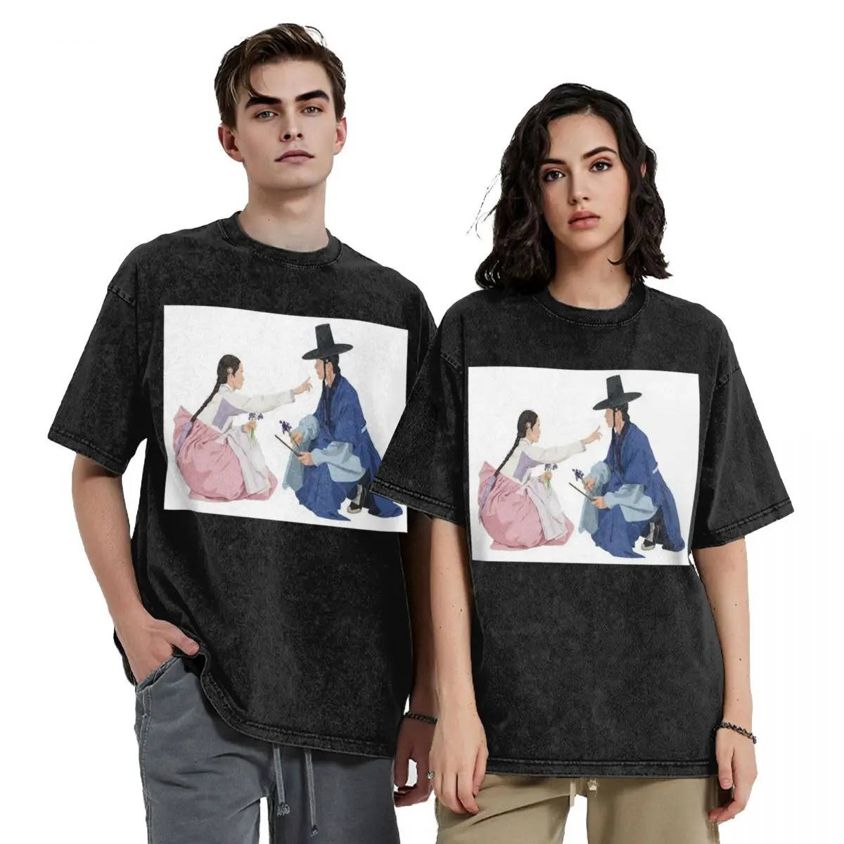 Hot TV Series Love Couple Bon Appetit Your Majesty Washed T Shirts Casual Short Sleeve Hip Hop T-Shirt Streetwear Tops Tees