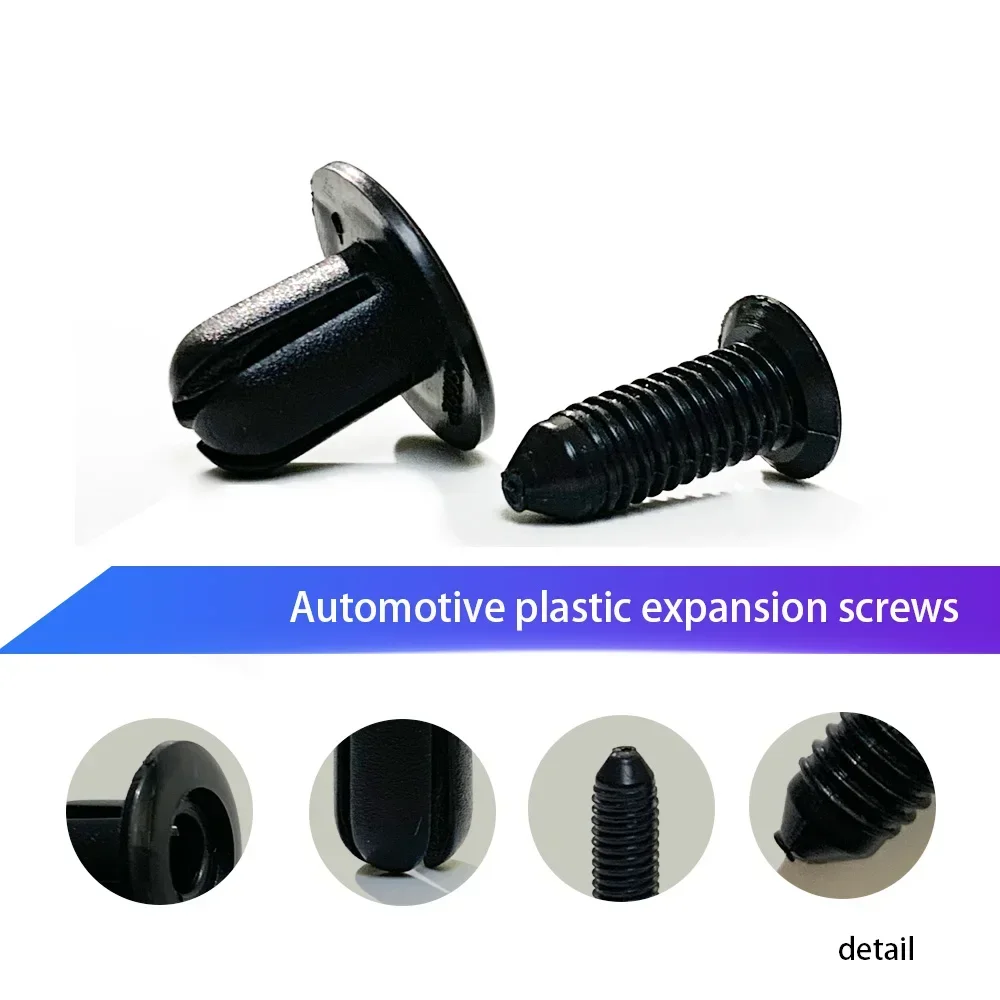 100pcs Car Fastener Clips Hole Auto Plastic Rivets Fasteners Screw Car Bumper Fender Black Rivet Accessories Auto Fastener Clips