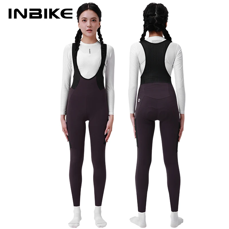 AliExpress INBIKE Winter Cycling Bib Pants Women Bicycle Clothing MTB Pants Toursers Fleece Bike Bibs Leggings with Pockets Road Clothes