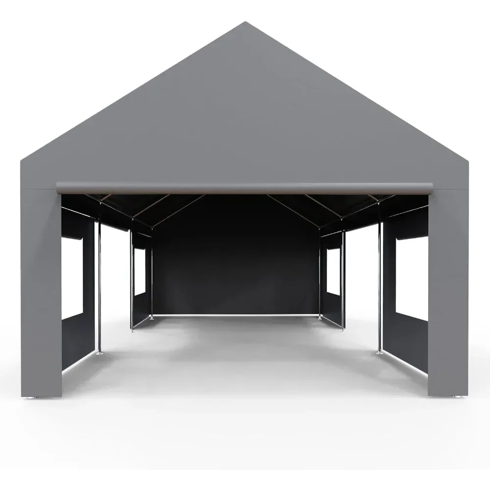 Carport 13'x25' Oversized Portable Garage, Large Outdoor Shelter. Heavy Duty Canopy & Reinforced Frame, 4 Doors