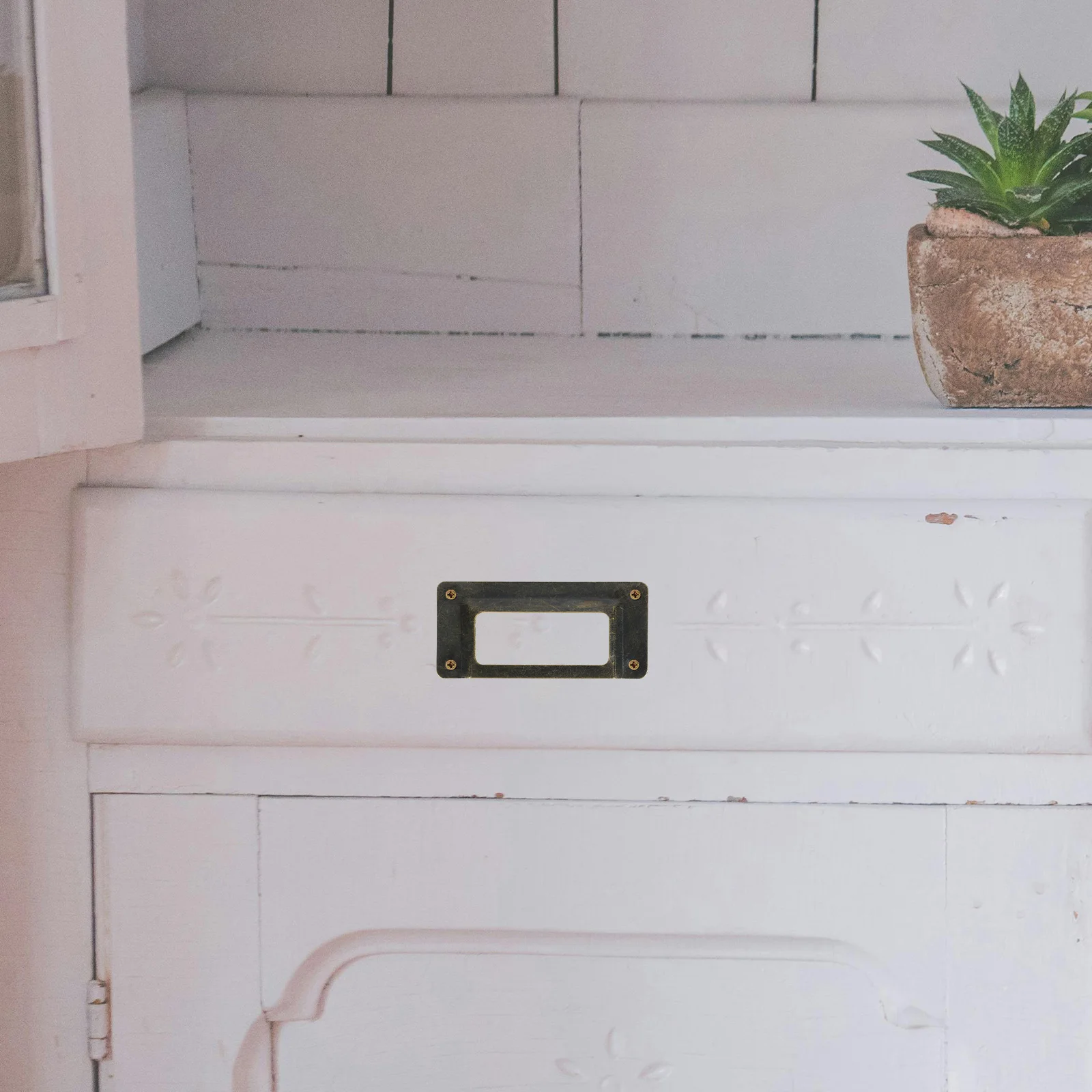 12 個錬鉄製名刺引き出しタグホルダーヴィンテージメタルフレームキャビネットタグラベルホルダーレトロ引き出しラベル