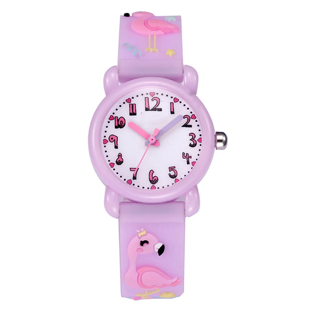1Pcs Watch Flamingo Pattern Durable Strap Waterproof Cartoon 3D Wristwatch for Fashion Gift Watch