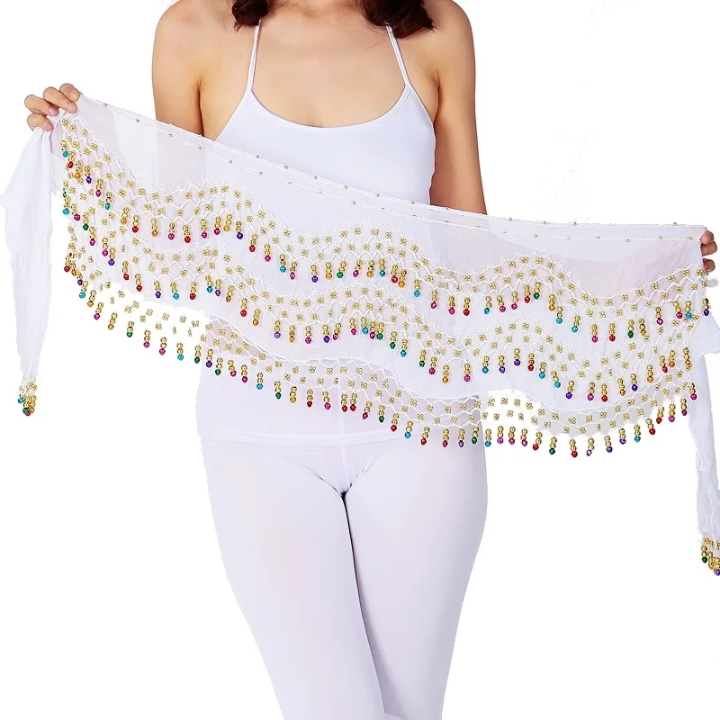 New Women Belly Dance Costume Hip Scarf Bead Bell Tassels Sequin Accessories Belt Skirt Thailand/India Dance Skirt Dancer Belt