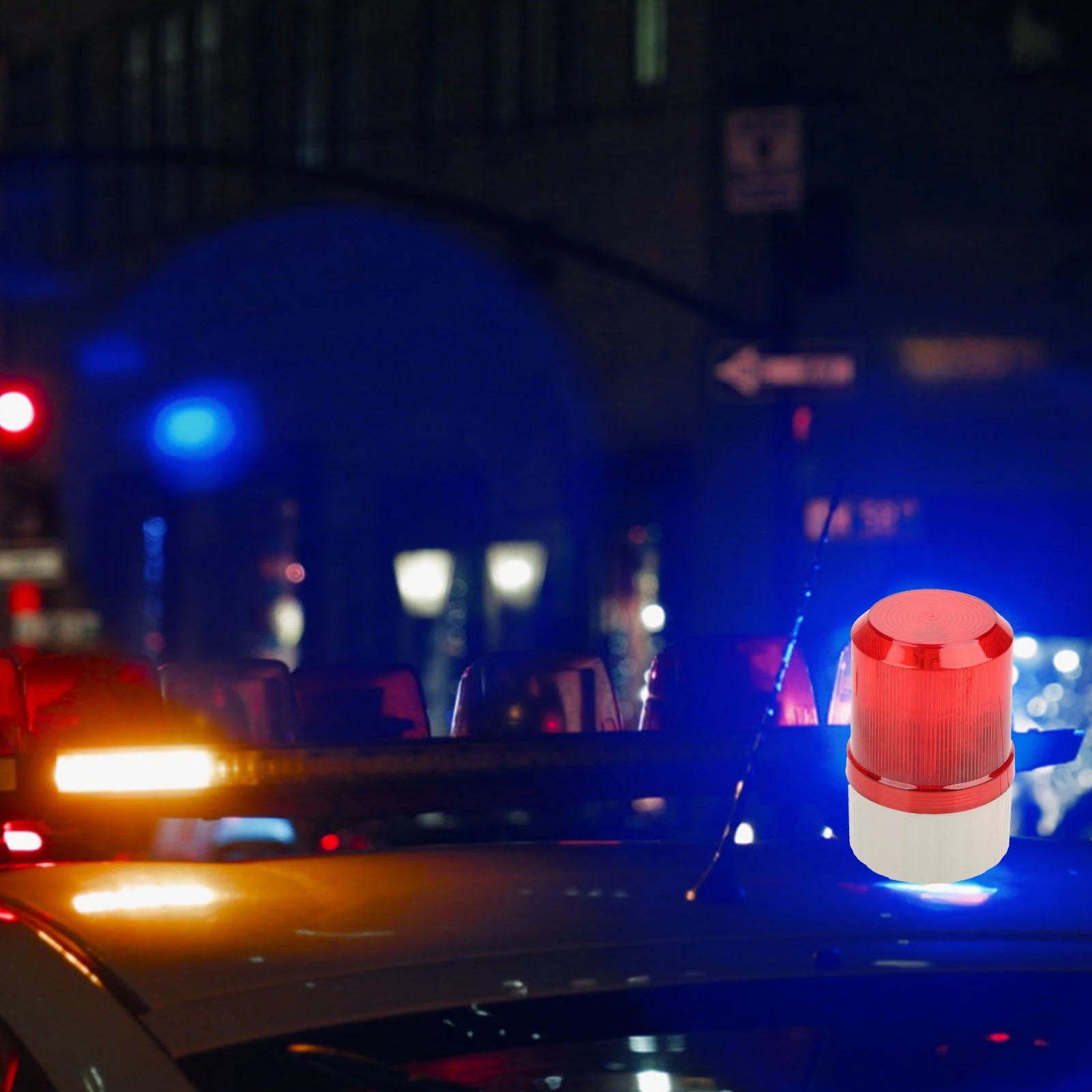 220V Red Sound And Light Alarm System LED Warning Light Rotating Light Emergency Strobe Construction Site Indicator