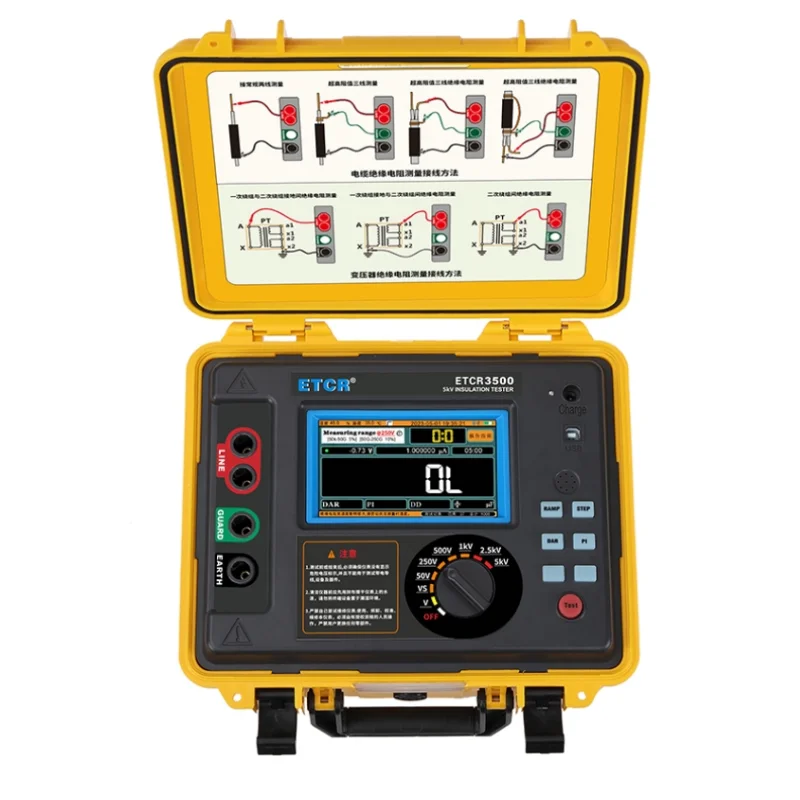 ETCR3500 ETCR3500B جهاز اختبار مقاومة العزل عالي الجهد 5KV 10KV 5T مقياس متعدد مقاومة الأرض الرقمي RAMP FR DAR Mode