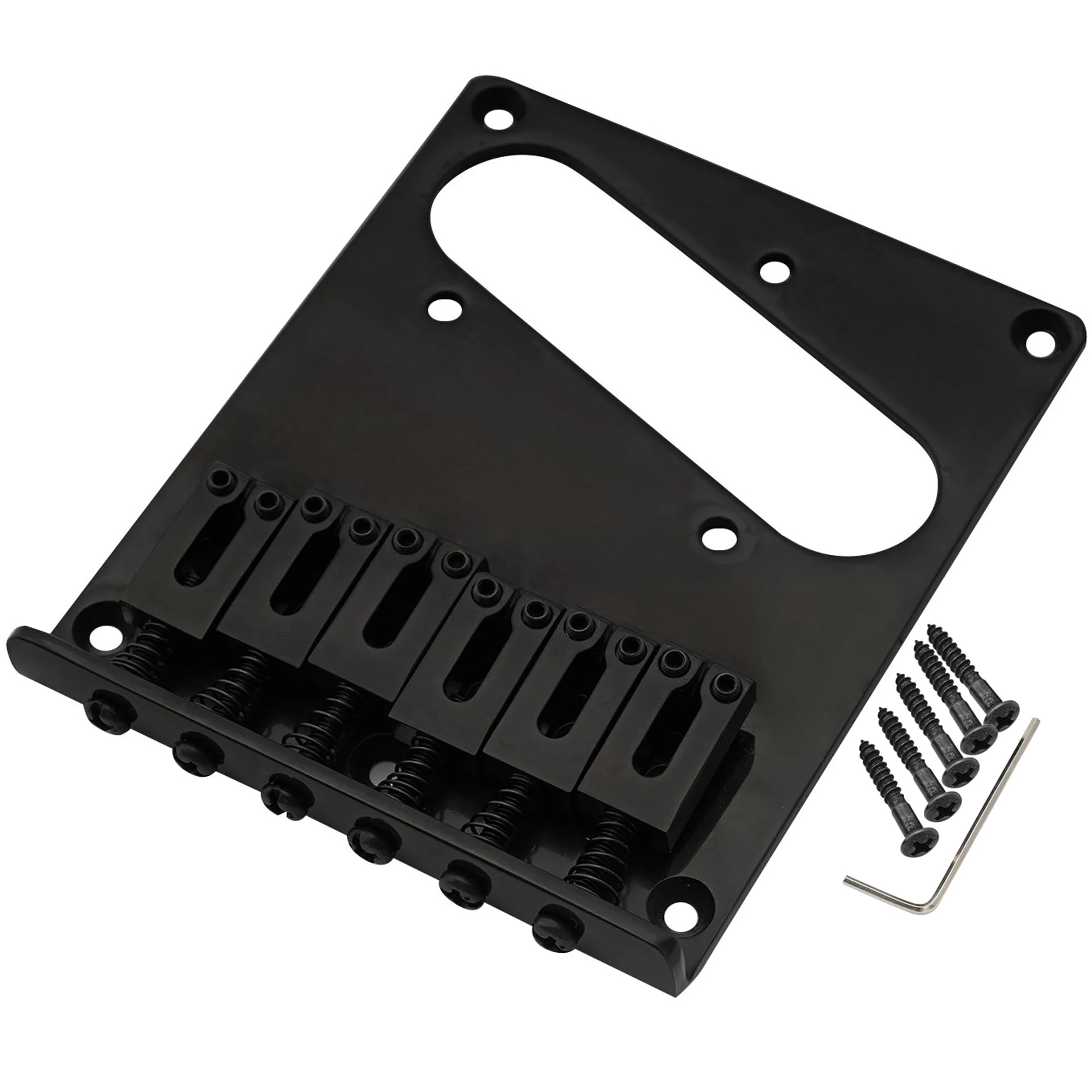 Musiclily Pro 54mm Modern Guitar Bridge with Zinc Alloy 6-Saddle and Steel Plate for Squier & Imported Tele Style Guitar