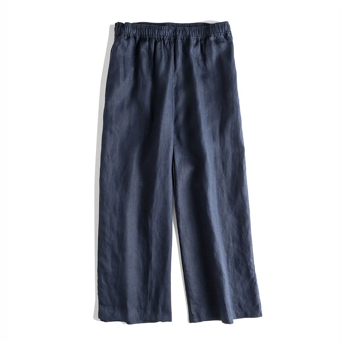 Dave&di Linen Warp And Weft Double Rain Dew Artistic Loose And Fashionable Elastic Waist Wide Leg Pants Linen Pants