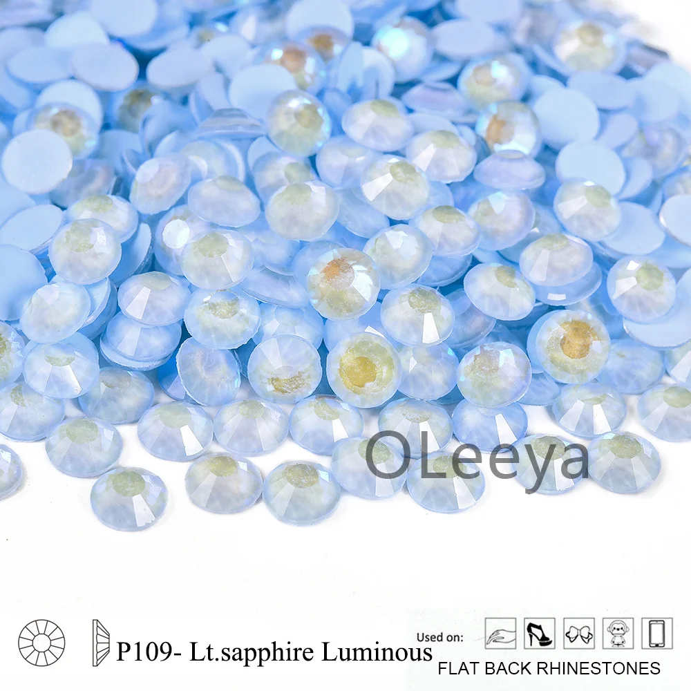 Oleeya P95-P119 Glas Strass Cтразы Farbige Nachtleuchtende Neon Non-Hotfix Strass Glitzerkristalle für Nagelkunst-Zubehör – Detail 8