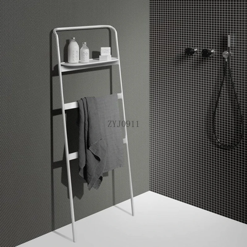 No punching vertical pure copper white towel rack bathroom simple black movable