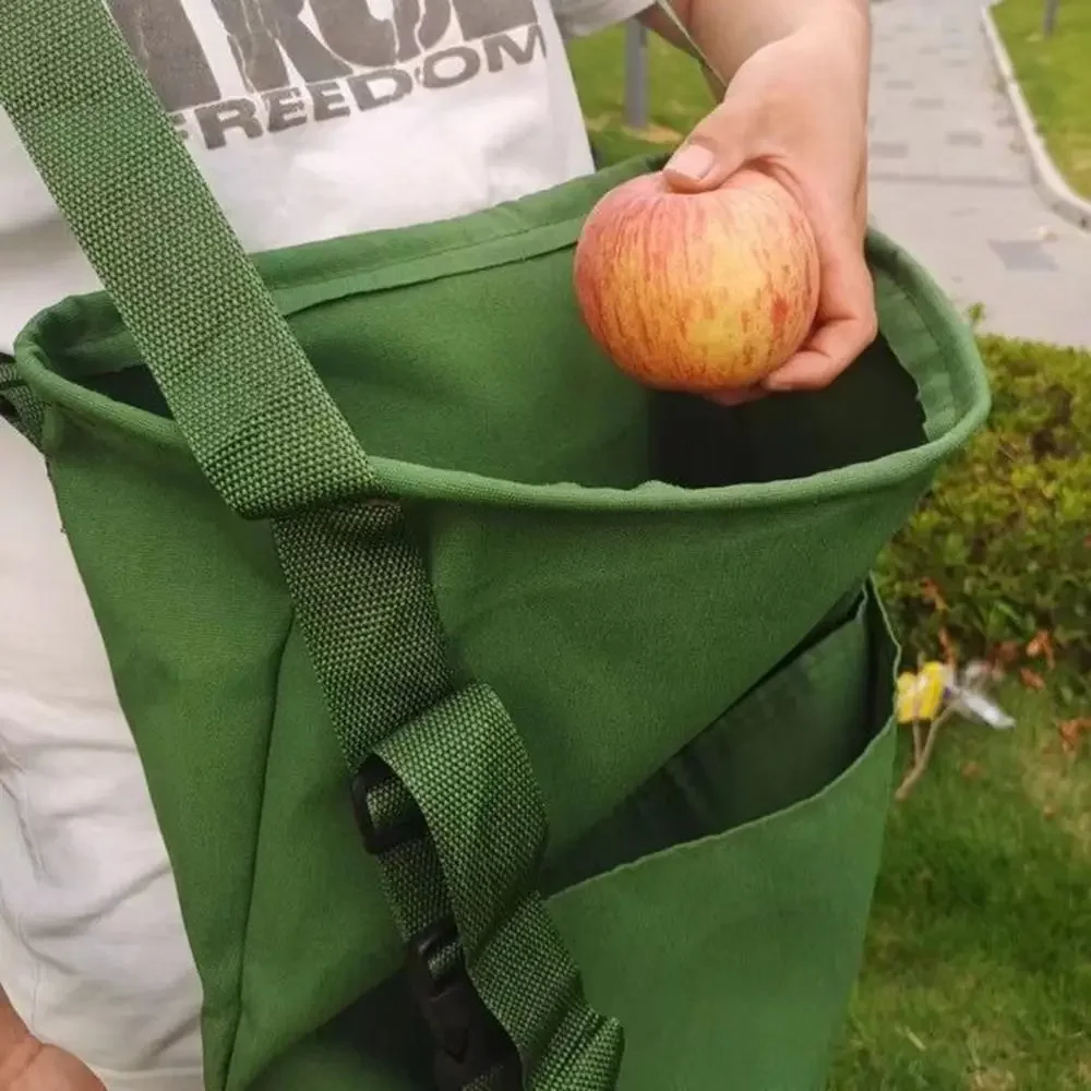 Fruits Picking Bag Portable Large Capacity Adjustable Foldable Foraging Apron Double Buckle Steel Ring Harvesting Pouch