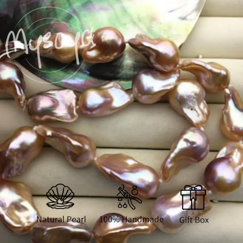 

MYSOYA Large Purple Baroque Freshwater Pearl Necklace 12-15mm With Gift Box, For Her/Him, Birthday/WeddIng/Christmas/New Year