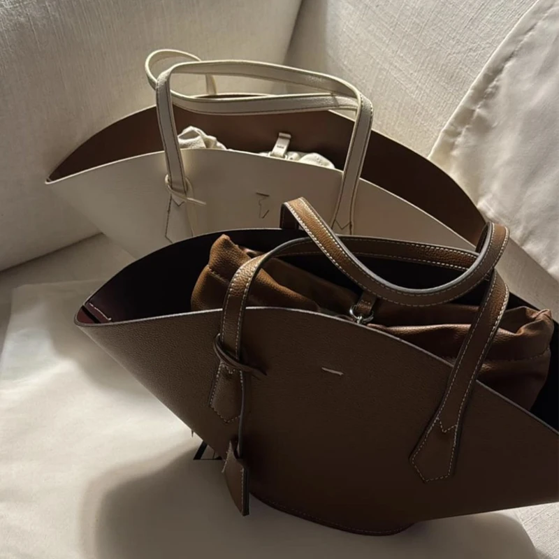 Vintage Shell Type Tote Bags For Women Luxury Designer Handbags And Purses 2024 New In PU Top Handle With Inner Pocket Shoulder