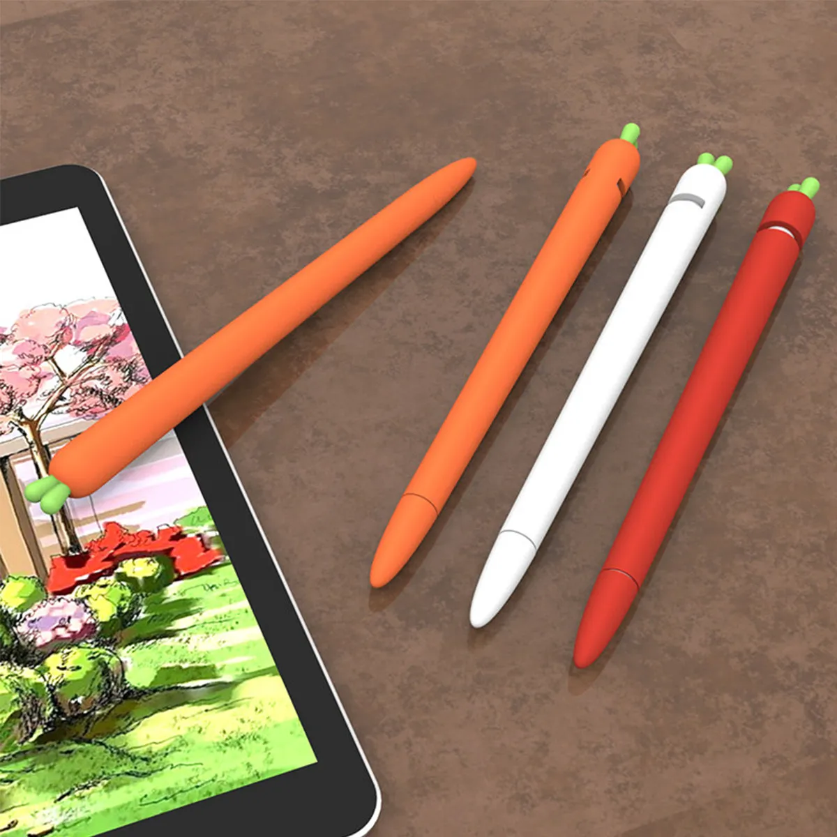 

Carrot Shaped Silicone Stylus Sleeve Cover for Pencil 1 White Ergonomic Grip Anti-Slip Protective Cover Reduce Finger