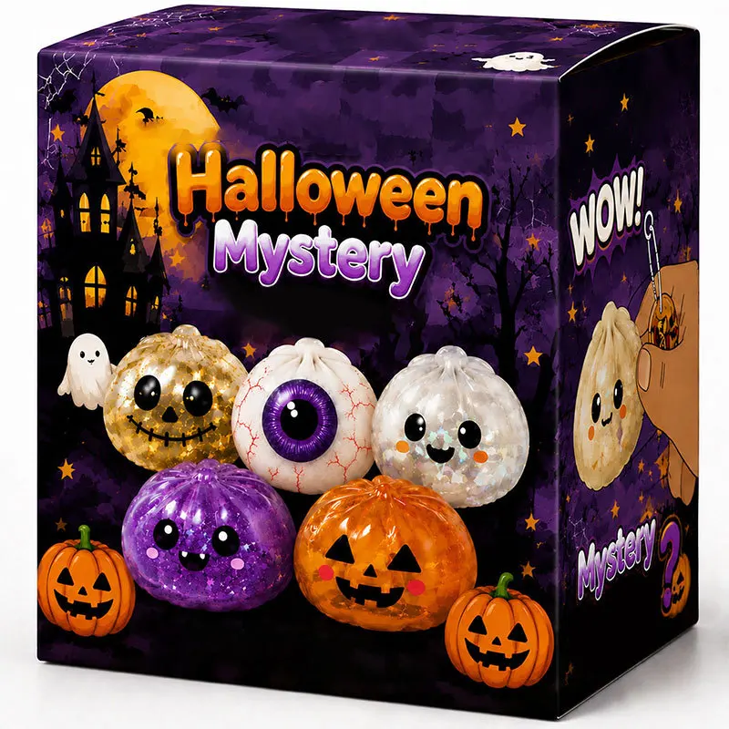 Halloween Ghost Pinch Music Joke Bun Maltose Squeezing Release Toy Grip Stress Relief Gift Set