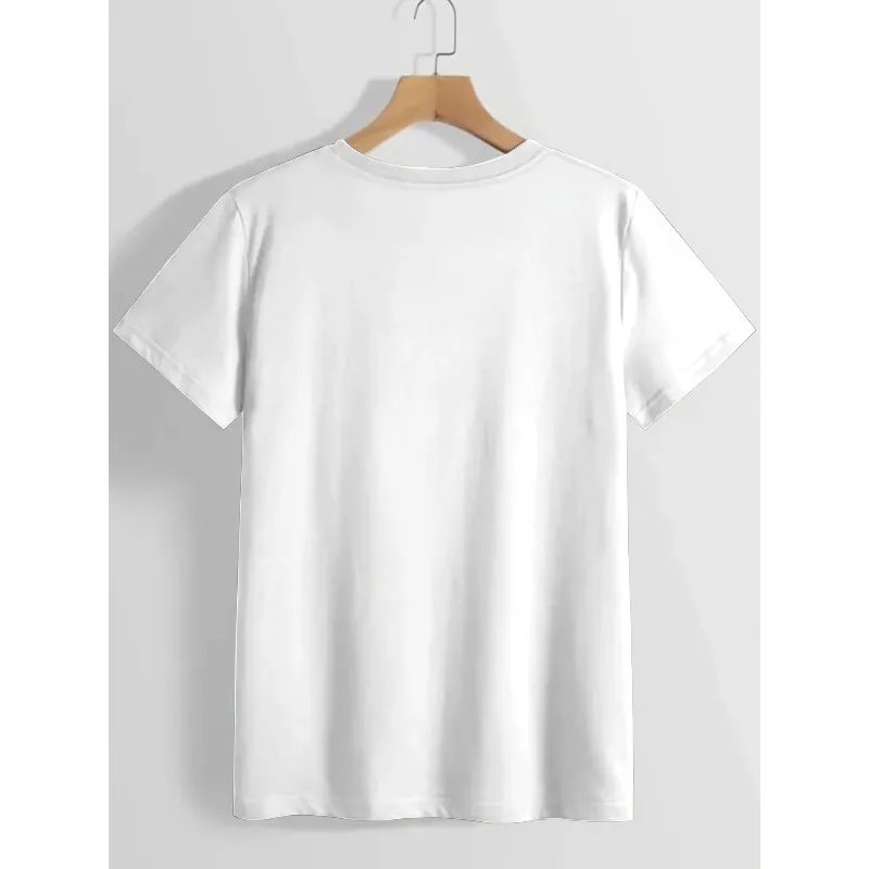 Women's Cotton Printed T-Shirt Rock Hand Gesture and Letter Print Loose-Fit Short Sleeve Crew Neck Casual Top for All Seasons