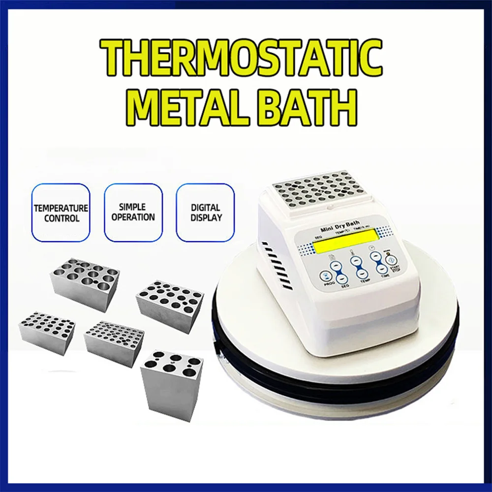 Dry Metal Bath Incubator with molds LCD Timed Air-cooled Dry Heater Constant Temperature Lad Heating Machine 2ml*15 holes