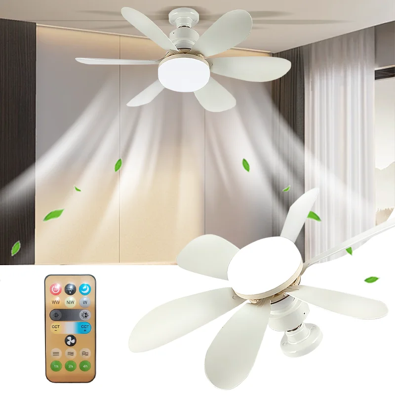 천장 선풍기 LED 조명 리모컨, 조도 조절 나사 천장 팬, 현대 스마트 무선 팬, 침실, 차고 및 주방용