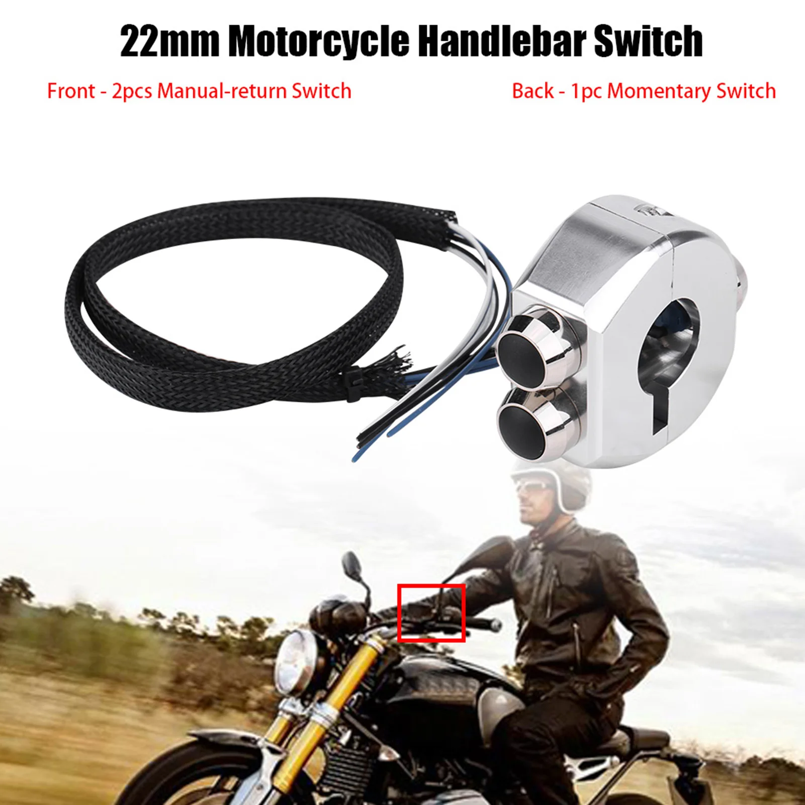 Momentary Switch Motorcycle Switch 22mm Motorcycle Motorbike Handlebar Reset Button Momentary Latching Switch Handlebar Switch